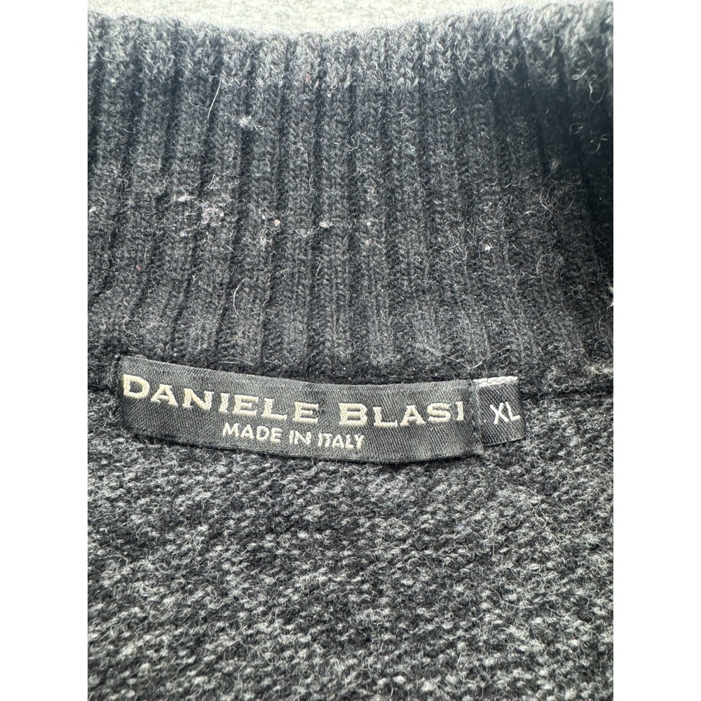 Daniele Blasi Sweater Mens XL Gray Wool Blend Italy Mock Neck Button Pullover - Picture 6 of 10